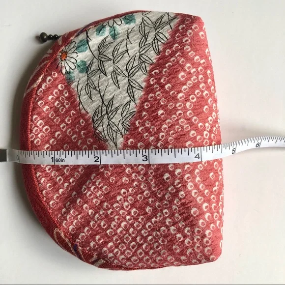 NEW Japanese Coin Purse Pouch Bag Floral Bamboo Print Handmade Small NWOT - Picture 7 of 12